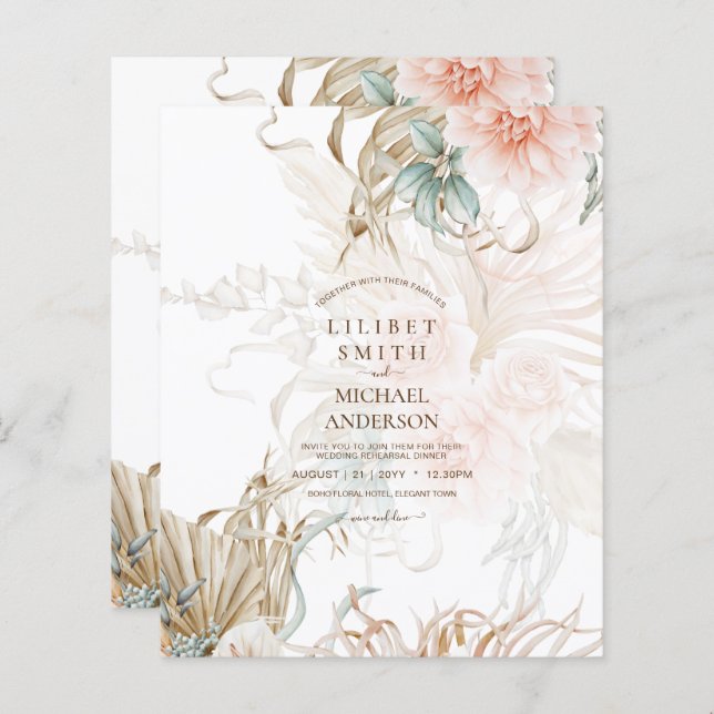 Mariage Bohème Herbe de Pampas Fleur de Sauge de C (Devant / Derrière)