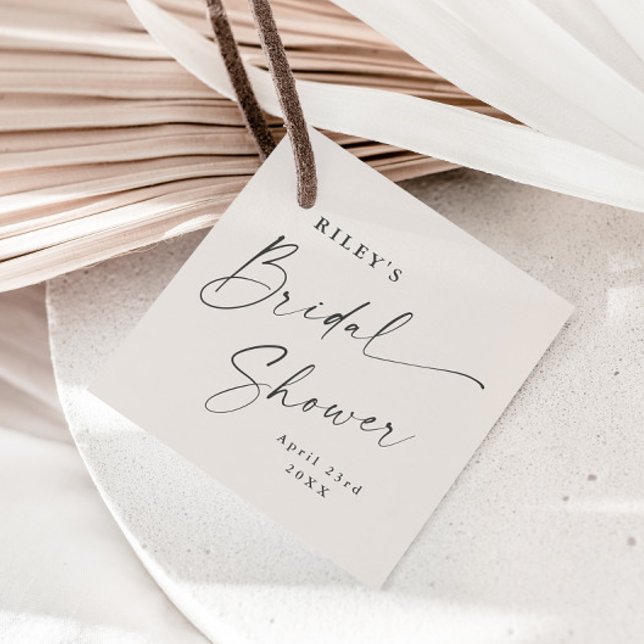 Mariage Bohème Ivoire Moderne Étiquette (Modern script boho bridal shower thank you favor tags.)