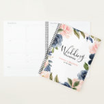 Mariage Boho bleu bleu bleu rose bleu marine<br><div class="desc">Belle wedding planner de boho fleurie dispose de graphismes floral aquarelle peints à la main / roses dans les tons riches de bleu marine et rose rousse / pêche et charmante lettrage à la main police. Veuillez me contacter pour toute aide sur la personnalisation ou si vous avez besoin d'un...</div>