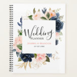 Mariage Boho bleu bleu bleu rose bleu marine<br><div class="desc">Belle wedding planner de boho fleurie dispose de graphismes floral aquarelle peints à la main / roses dans les tons riches de bleu marine et rose rousse / pêche et charmante lettrage à la main police. Veuillez me contacter pour toute aide sur la personnalisation ou si vous avez besoin d'un...</div>