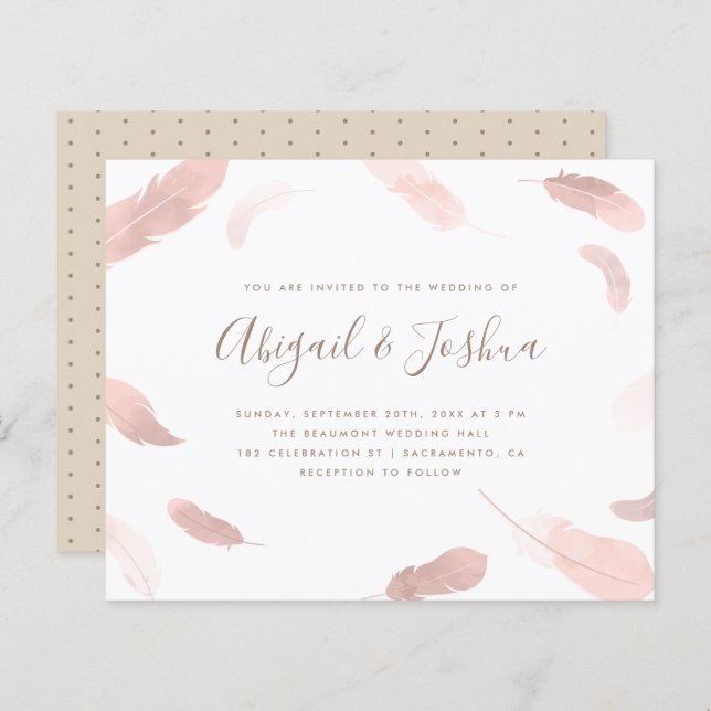 Mariage Boho Pink Aquarelle Budget (Devant / Derrière)