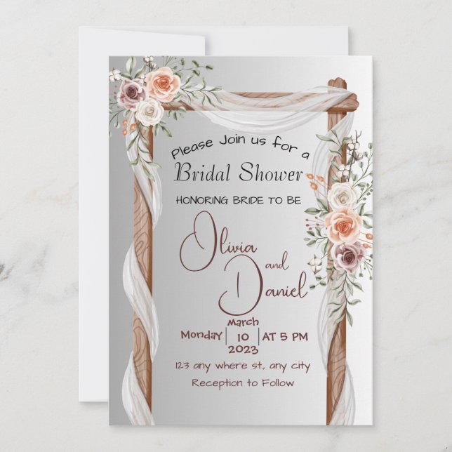 Mariage Boho Pink Peony Arch Cadre Invitation (Devant)