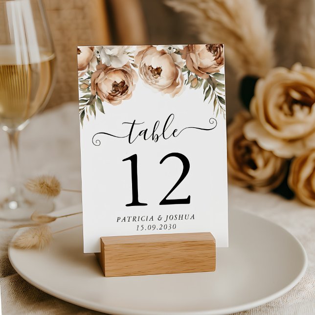 Mariage Boho Rustique Numéro de table Carte double (Créateur téléchargé)
