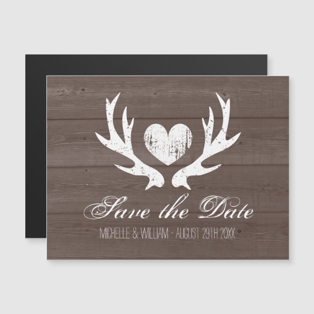 Mariage bois rustique bois de cerf faire-part de s (Devant / Derrière)