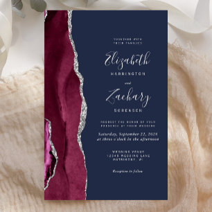Mariage Bordeaux Agate Argent Bleu Marine