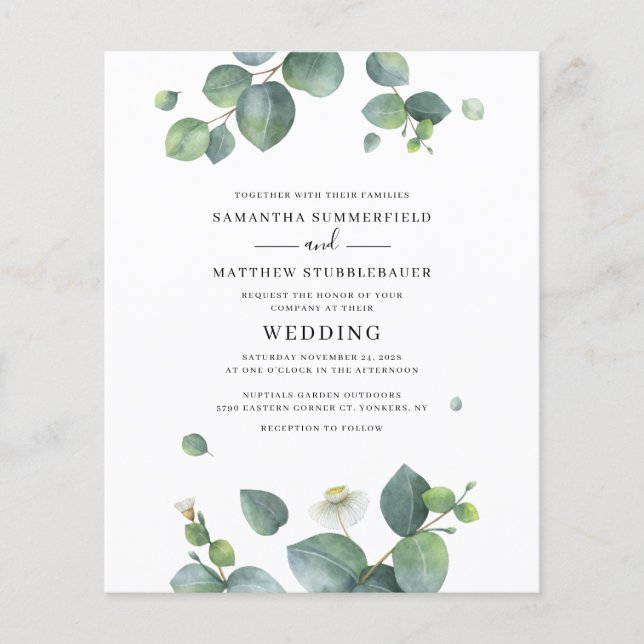 Mariage botanique au budget eucalyptus verdure (Devant)