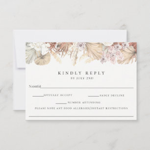 Mariage botanique bohème RSVP avec note d'allergie