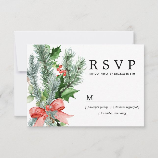 Mariage botanique d'hiver rustique RSVP (Devant)