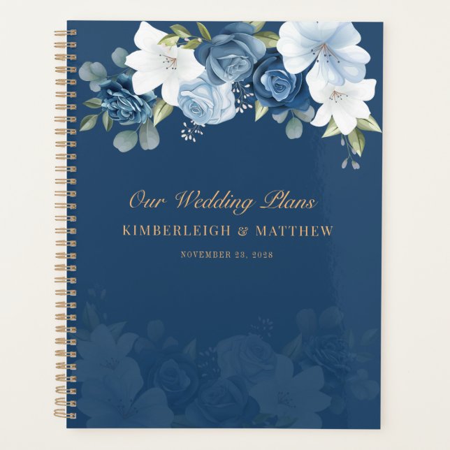 Mariage Botanique Floral Bleu Poussiéreux (Devant)