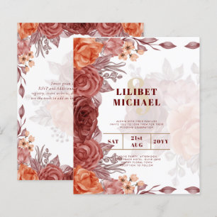 Mariage botanique floral de la chute d'orange brûl