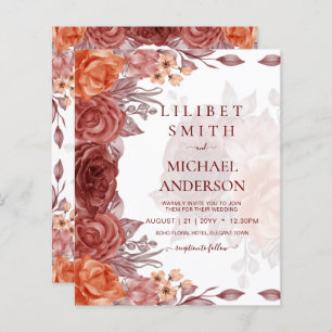 Mariage botanique floral de la chute d'orange brûl