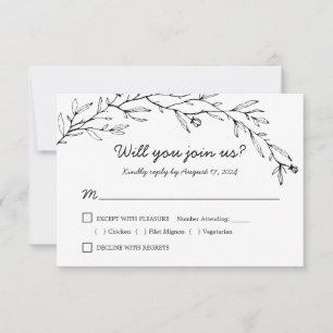 Mariage botanique floral RSVP avec choix de repas