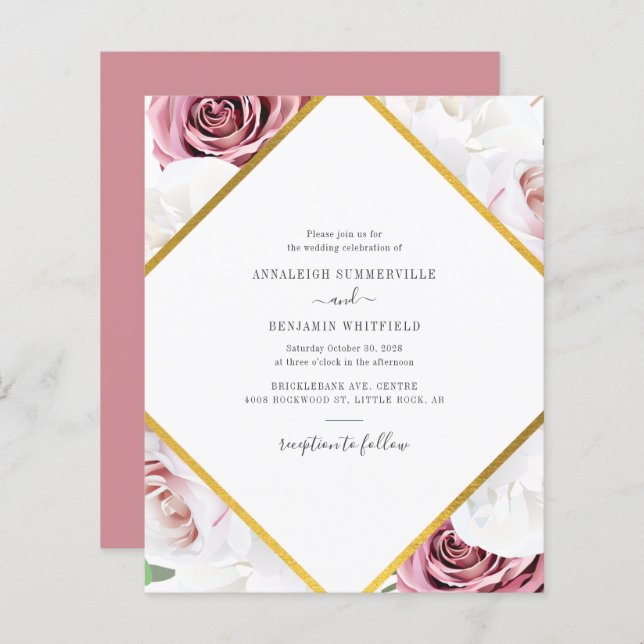 Mariage botanique géométrique rose gold Budget (Devant / Derrière)