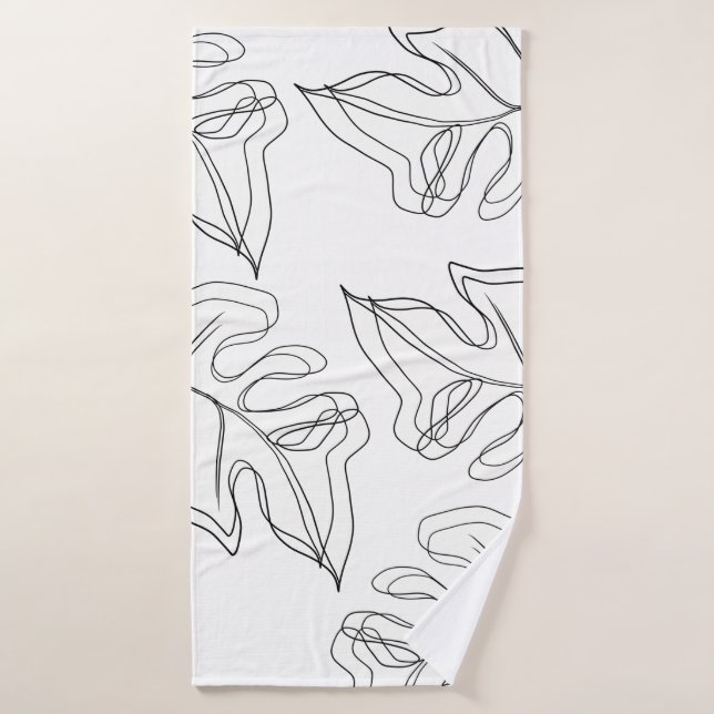Mariage botanique Monstera noir et blanc (Serviette de bain)