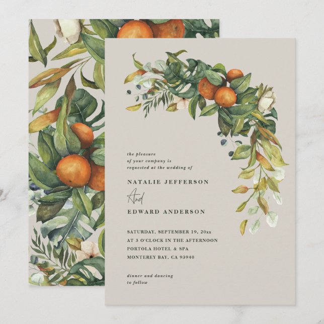 Mariage botanique orange gris agrumes (Devant / Derrière)