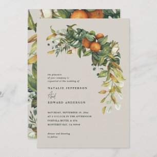 Mariage botanique orange gris agrumes