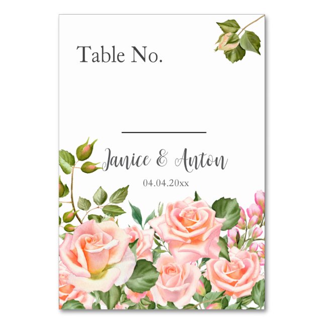 Mariage botanique rose pâle Numéro de table (Par défaut)