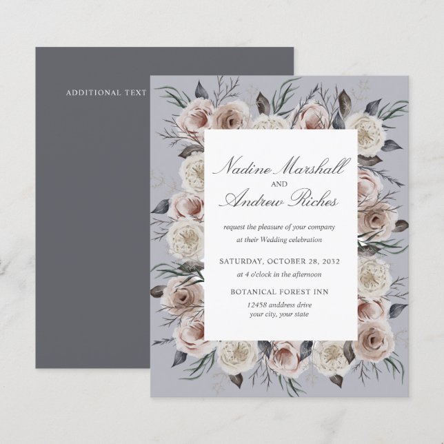 Mariage Botanique Rose Poussiéreuse Gris Goth Roma (Devant / Derrière)