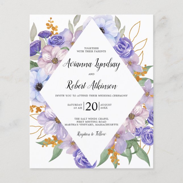 Mariage botanique rustique de fleurs violettes bud (Devant)