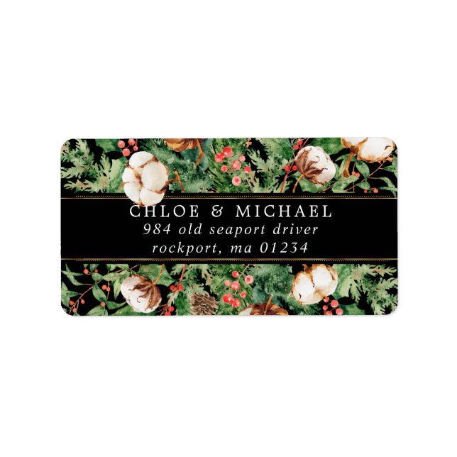 Mariage Botanique Rustique d'hiver Étiquette de co (Devant)