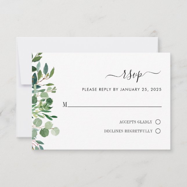 Mariage botanique simple Eucalyptus Greenery RSVP (Devant)