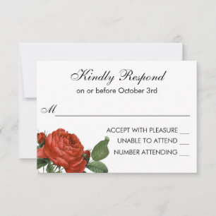 Mariage botanique vintage de rose rouge RSVP
