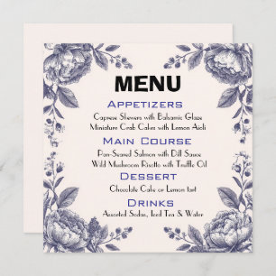 Mariage botanique vintage gravure Menu