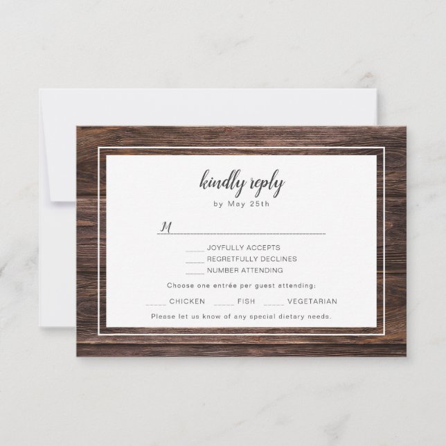 Mariage branché en bois et dentelle RSVP + choix d (Devant)