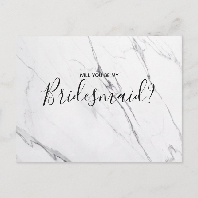 Mariage Bridesmaid | Carte postale Marbre blanc Sc (Devant)