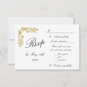 Mariage brillant et épais blanc d'or RSVP