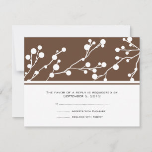 Mariage Brown et blanc de monogramme floral RSVP