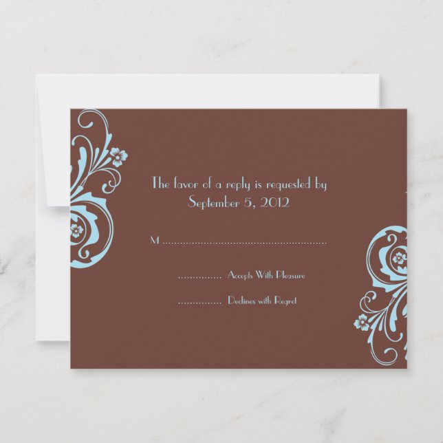 Mariage Brown et Turquoise Chic RSVP (Devant)