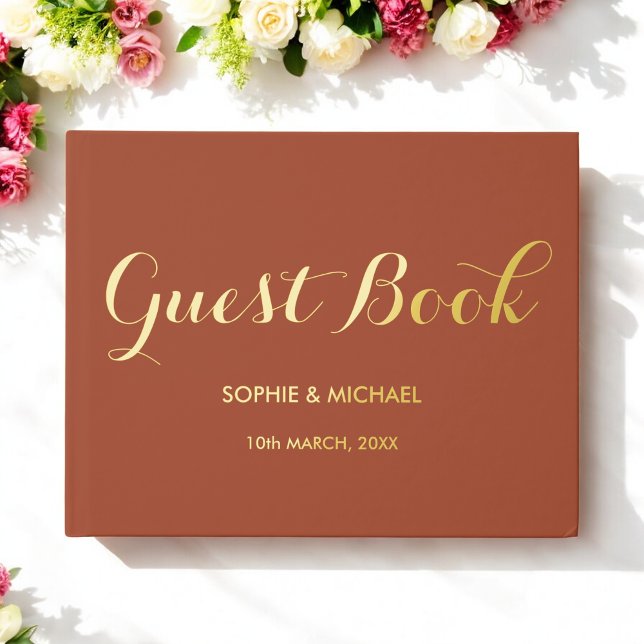 Mariage Brown marié salle Monogram Foil livre d'or (Créateur téléchargé)