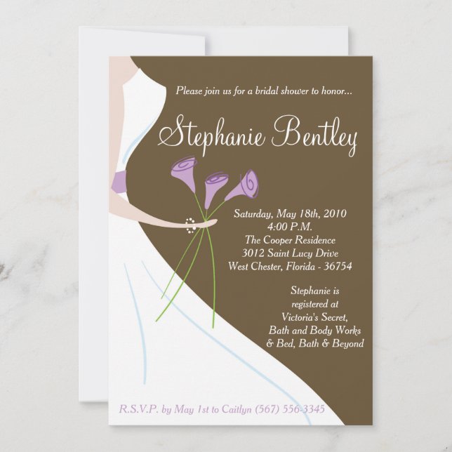 Mariage Brown Robe de douche nuptiale Invitation (Devant)