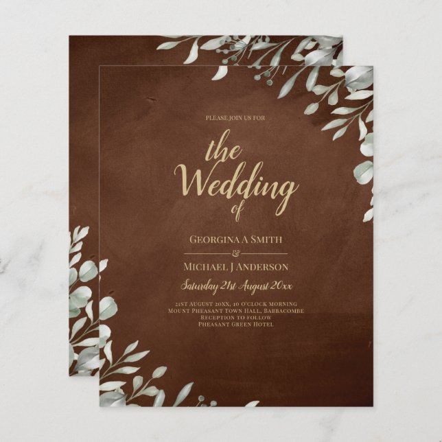 Mariage Brown vert automne hiver (Devant / Derrière)