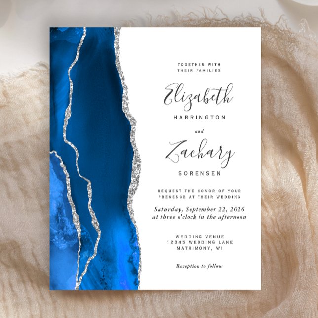 Mariage Budget Agate Bleu Royal Argent (Créateur téléchargé)