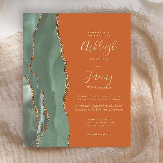 Mariage Budget Agate Vert Sauge Orange Brûlé (Créateur téléchargé)