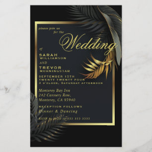 Mariage Budget Black Gold encadré Feuilles tropica