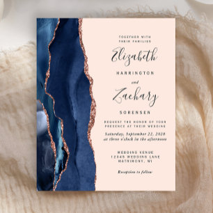 Mariage Budget Bleu Nuit Rose Doré Agate Blush