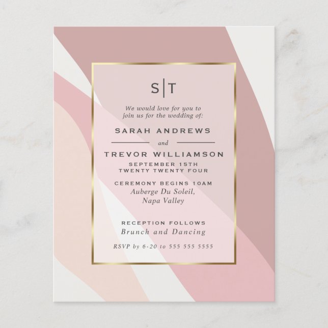 Mariage budget Blush Dusty Rose or Abstrait (Devant)