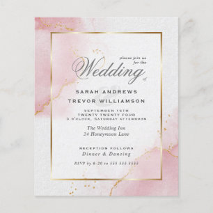 Mariage Budget Blush Rose Or Abstrait Marbré I