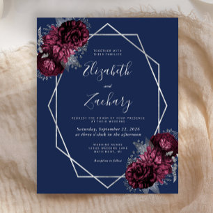 Mariage Budget Bourgogne Fleurs Argentées sur Fond