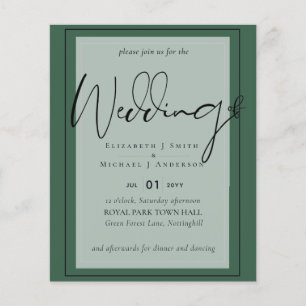 MARIAGE BUDGET Couleurs Vert Sage Olive Invitation