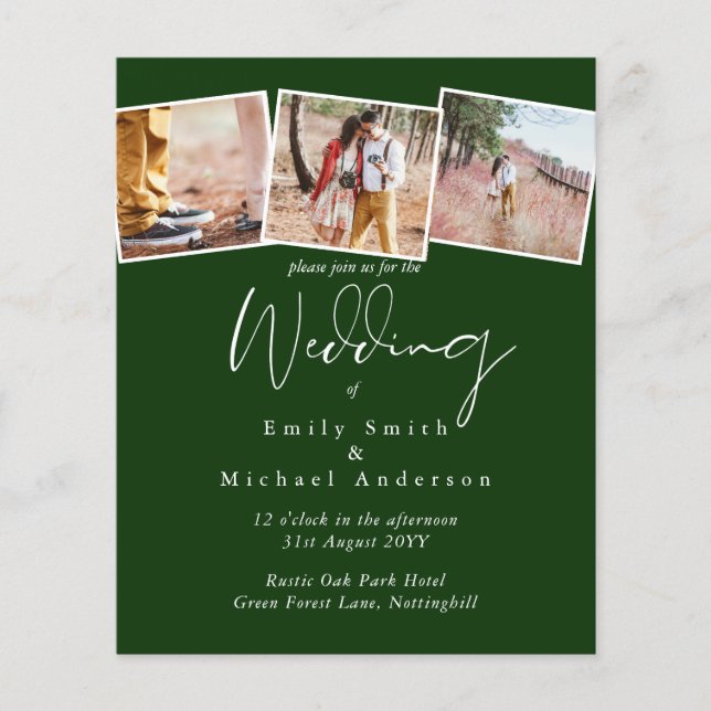 MARIAGE BUDGET Couleurs Vert Sage Olive Invitation (Devant)