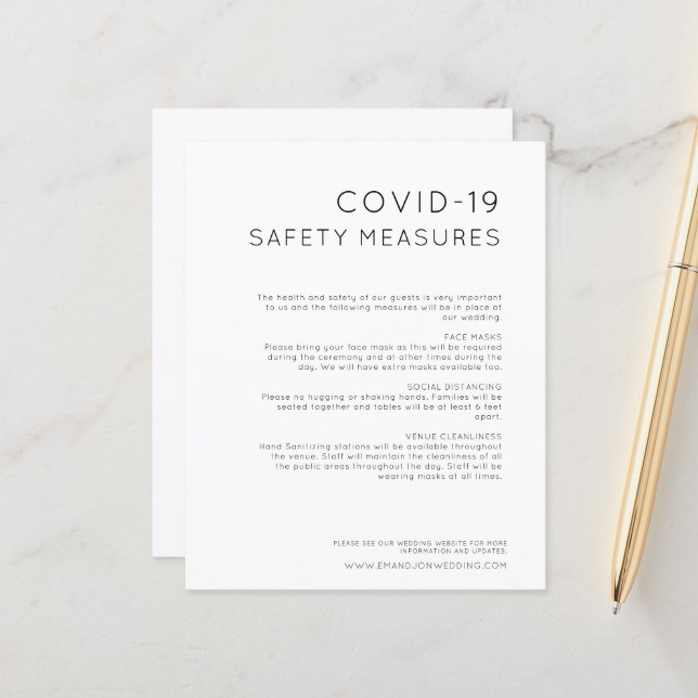 Mariage Budget COVID Mesures de sécurité noir blan (Devant/Arrière en situation)