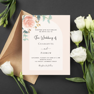 Mariage budget de l'arc en or brillant rose floral