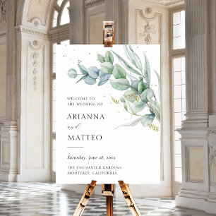 Mariage Budget de Sage Greenery Affiche de bienven