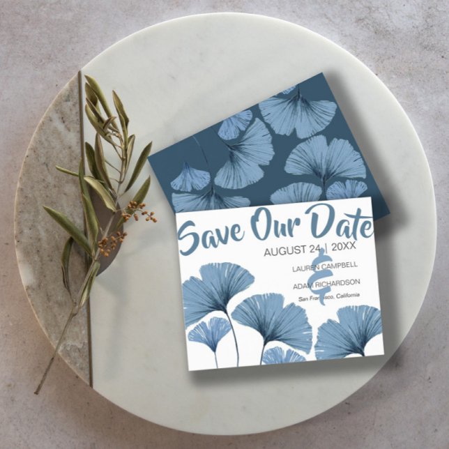 Mariage Budget Économie Date Bleu & Blanc Foliage (Créateur téléchargé)