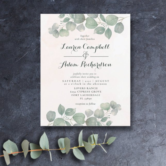 Mariage Budget Eucalyptus Aquarelle Vert/Orange (Créateur téléchargé)