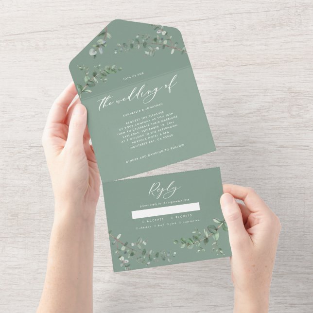 Mariage Budget Eucalyptus invitation botanique + r (Déchirure)